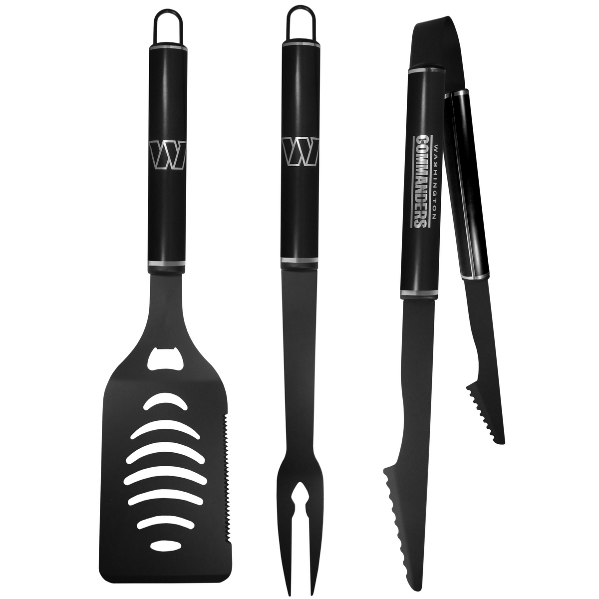 WASHINGTON COMMANDERS 3 PIECE MONOCHROMATIC BBQ SET - BLACK