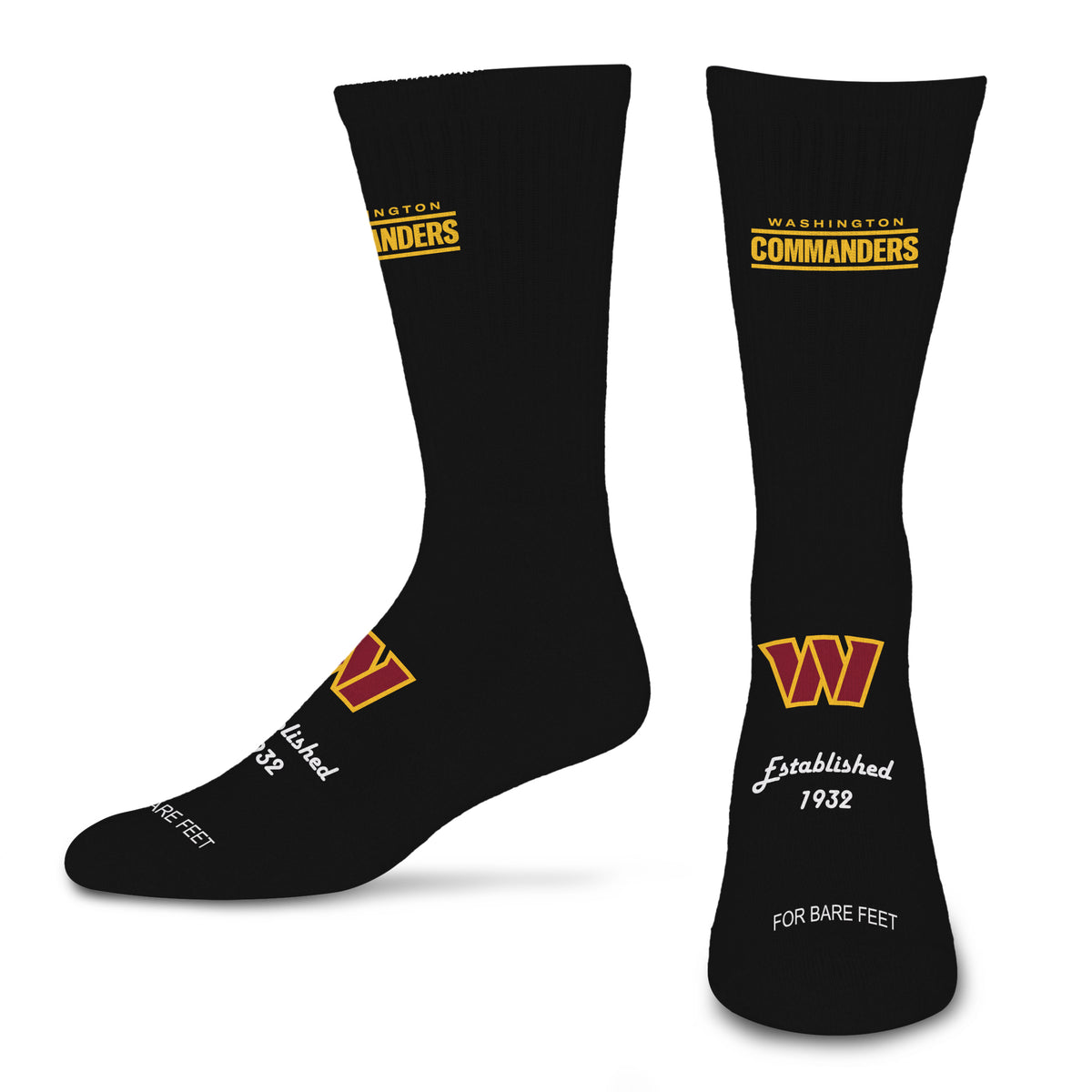 WASHINGTON COMMANDERS MEN'S FOR BARE FEET ESTABLISHED SOCK - BLACK