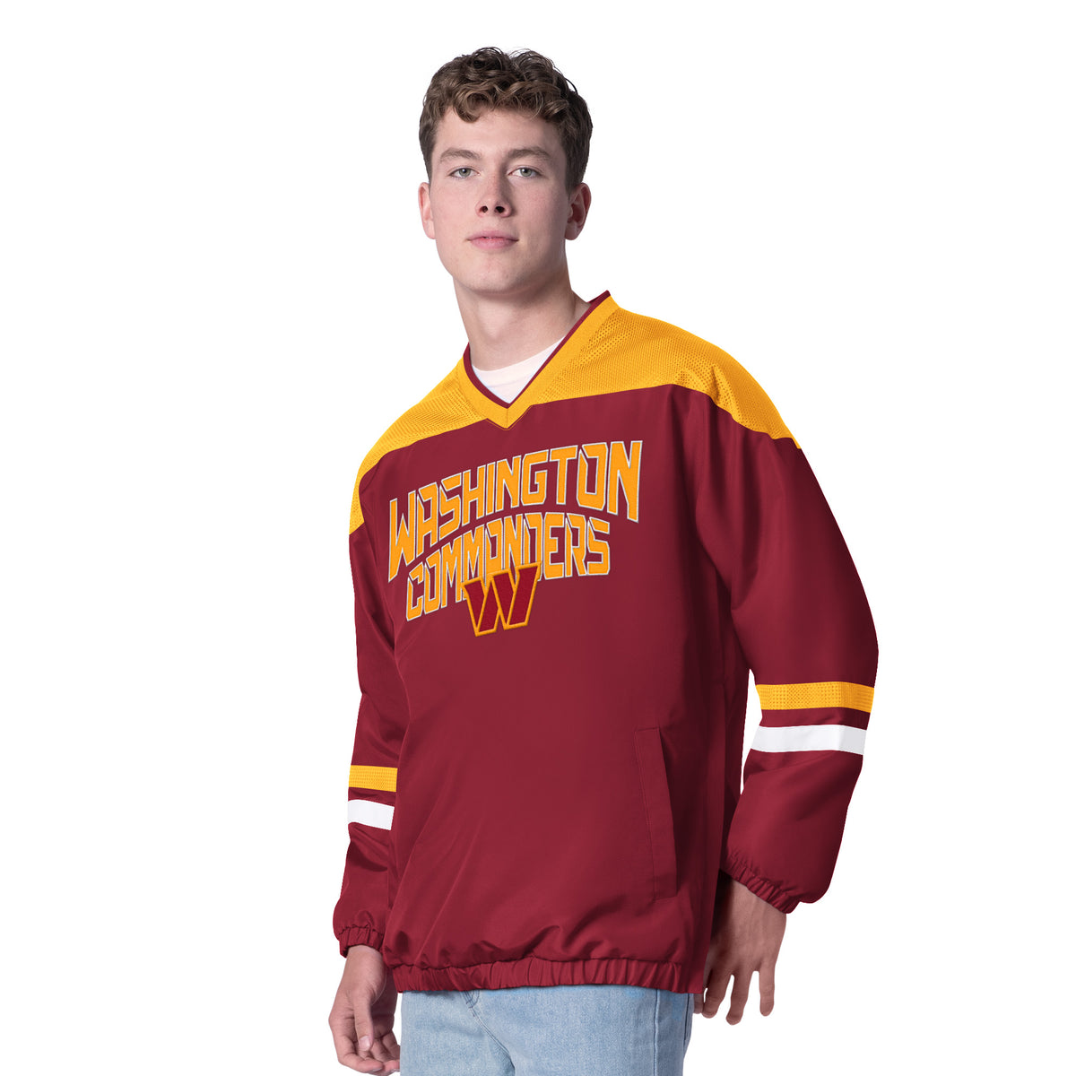 WASHINGTON COMMANDERS MEN'S G-III BY CARL BANKS TOP PLAYER PULLOVER JACKET - MAROON/GOLD