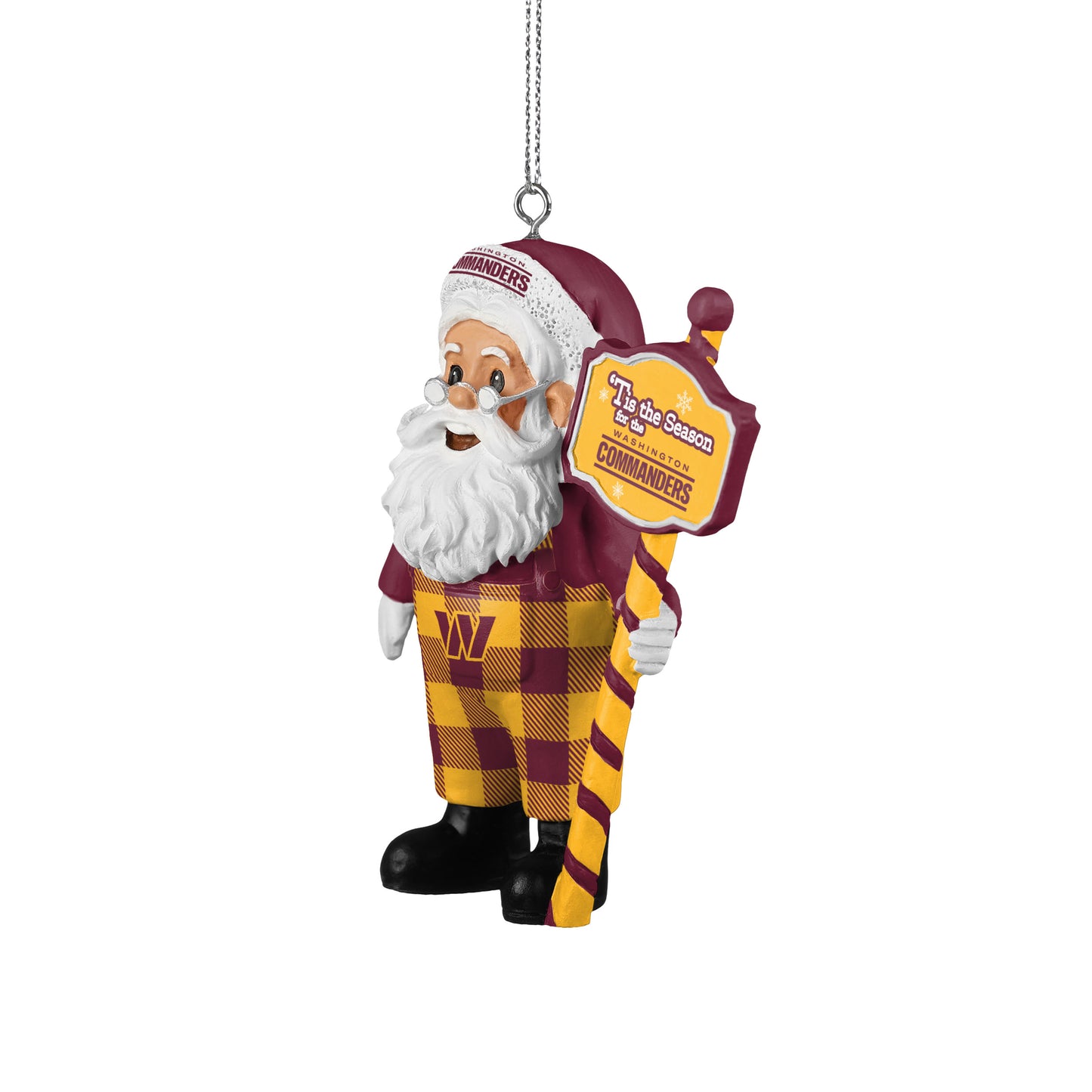 WASHINGTON COMMANDERS SANTA OVERALLS ORNAMENT