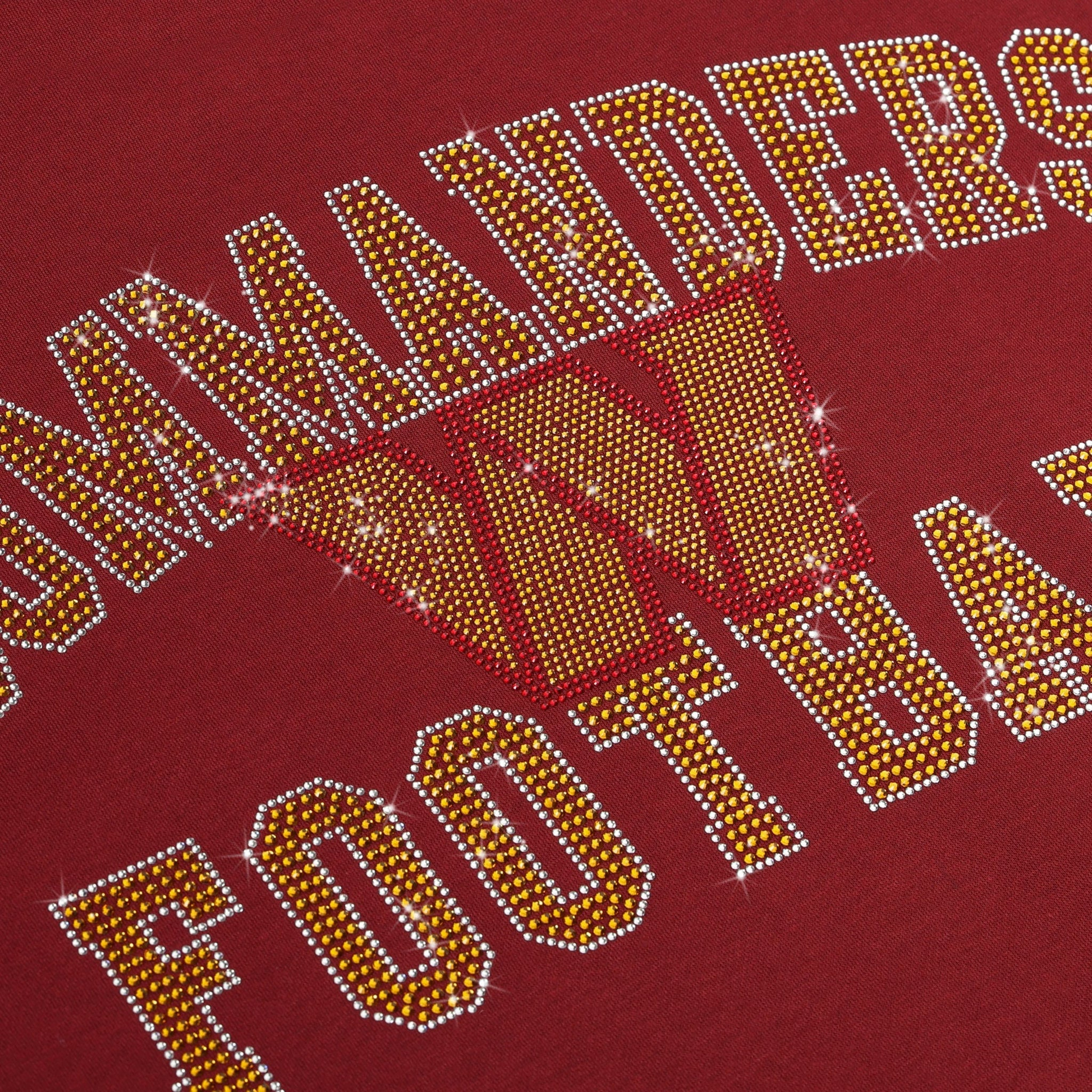 WASHINGTON COMMANDERS WOMEN'S FOCO RHINESTONE LOGO OVERSIZED CREW NECK SWEATSHIRT - RED