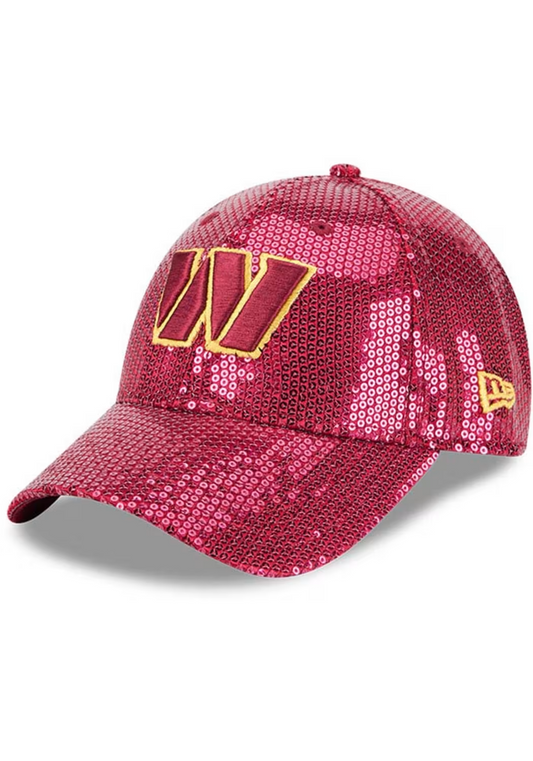 WASHINGTON COMMANDERS WOMEN'S SEQUIN 9FORTY ADJUSTABLE HAT - BURGUNDY