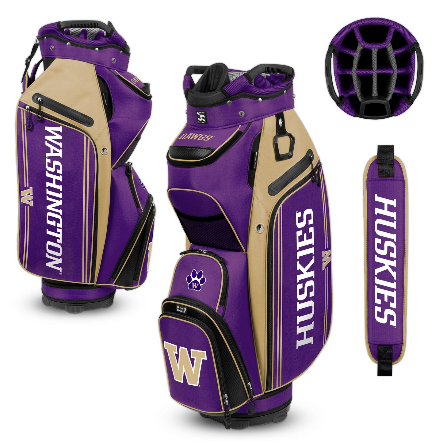 WASHINGTON HUSKIES TEAM EFFORT BUCKET III COOLER CART GOLF BAG