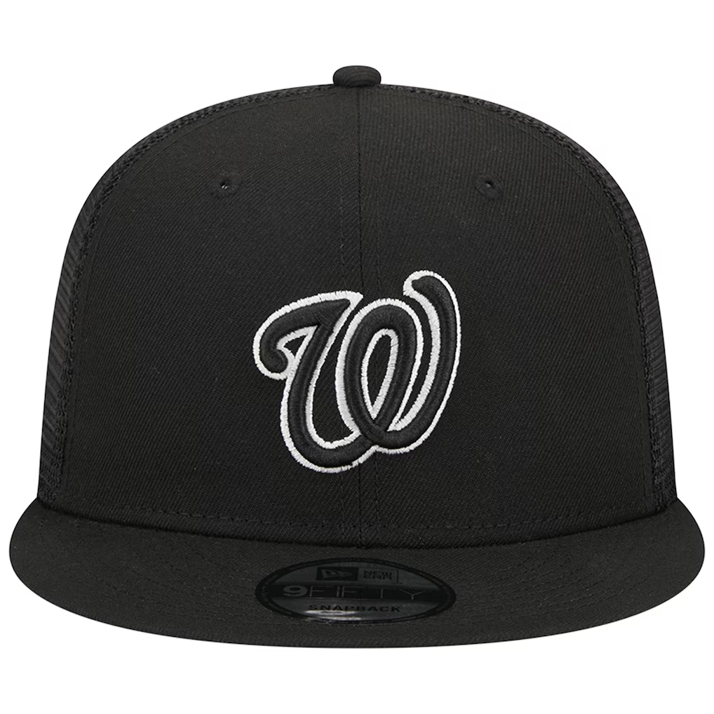 WASHINGTON NATIONALS EVERGREEN TRUCKER 9FIFTY SNAPBACK HAT - BLACK/WHITE