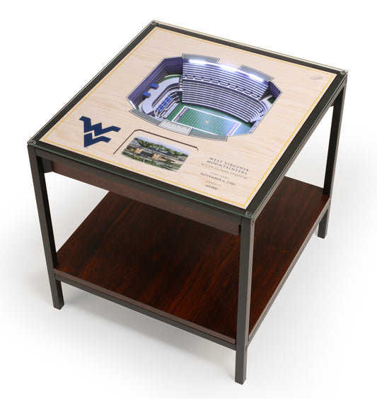 WEST VIRGINIA MOUNTAINEERS 25 LAYER 3D STADIUM LIGHTED END TABLE