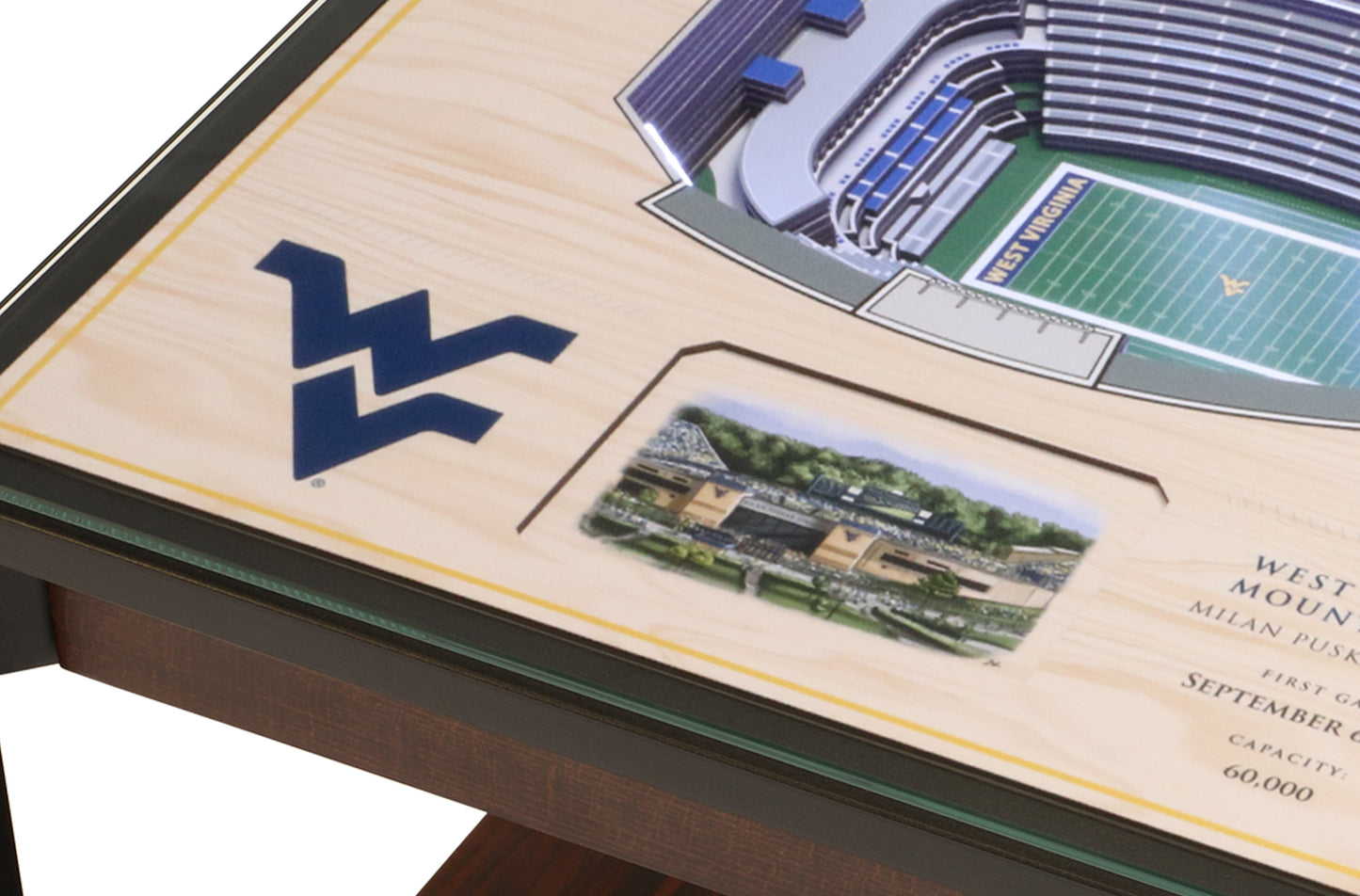 WEST VIRGINIA MOUNTAINEERS 25 LAYER 3D STADIUM LIGHTED END TABLE