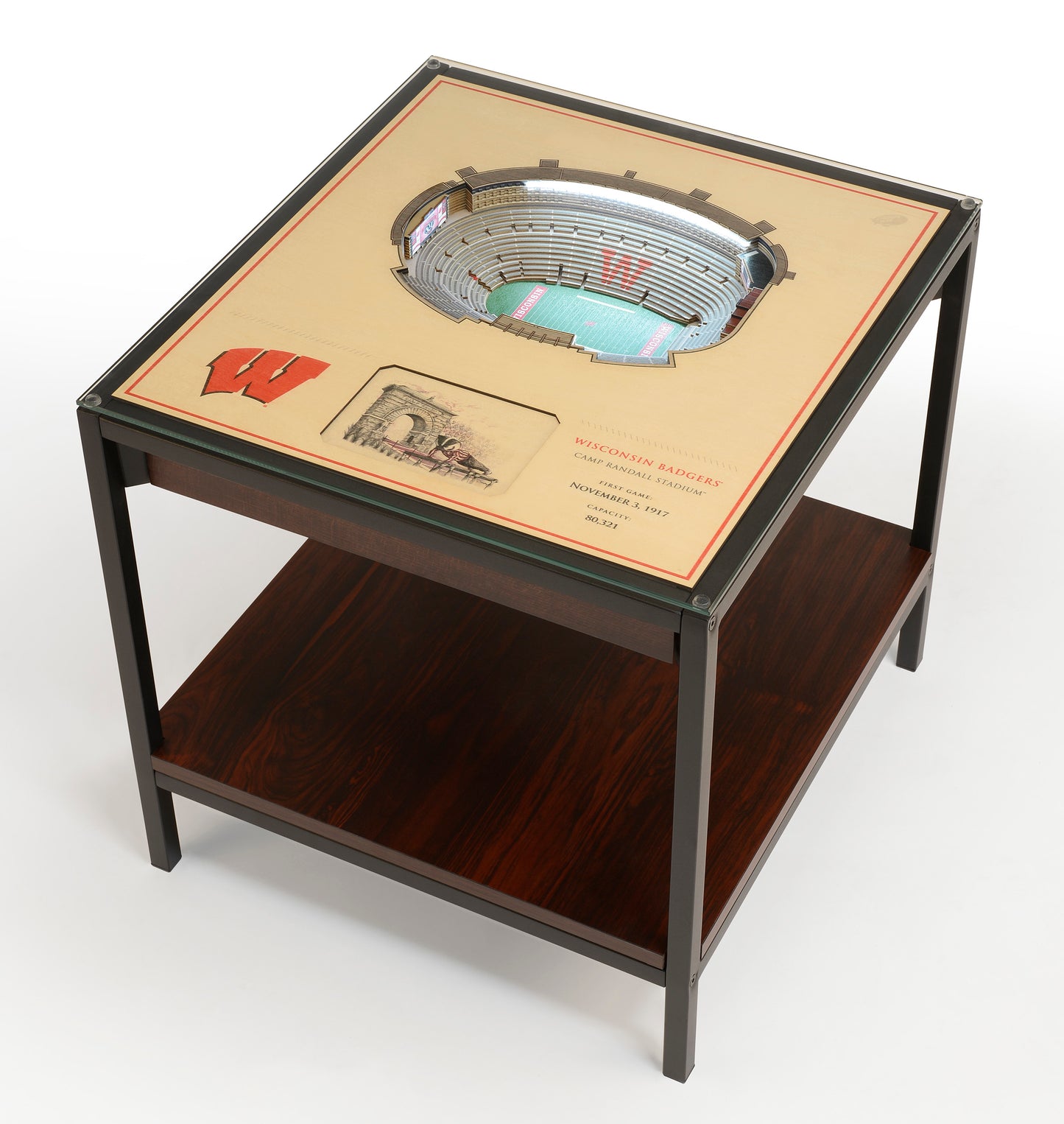 WISCONSIN BADGERS 25 LAYER 3D STADIUM LIGHTED END TABLE