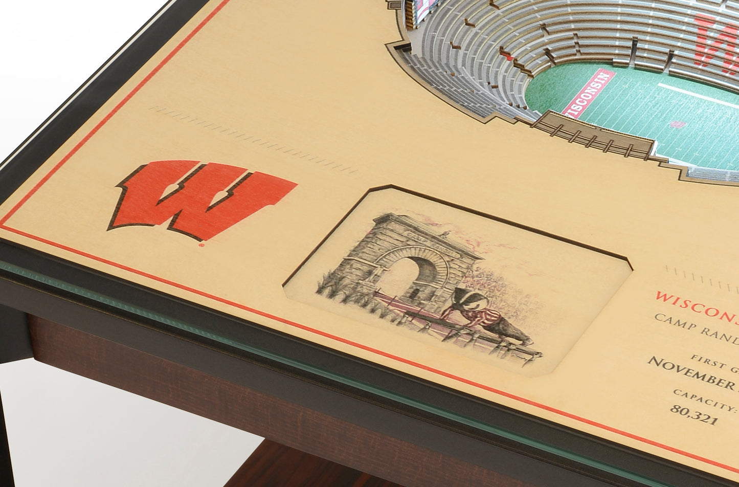 WISCONSIN BADGERS 25 LAYER 3D STADIUM LIGHTED END TABLE