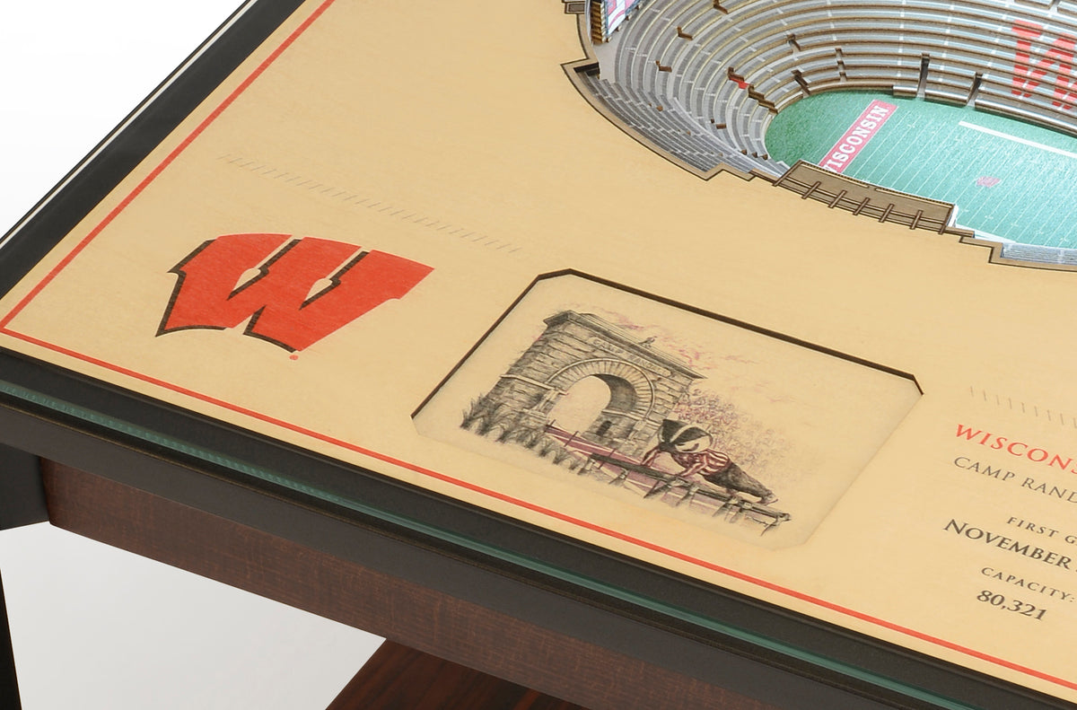 WISCONSIN BADGERS 25 LAYER 3D STADIUM LIGHTED END TABLE