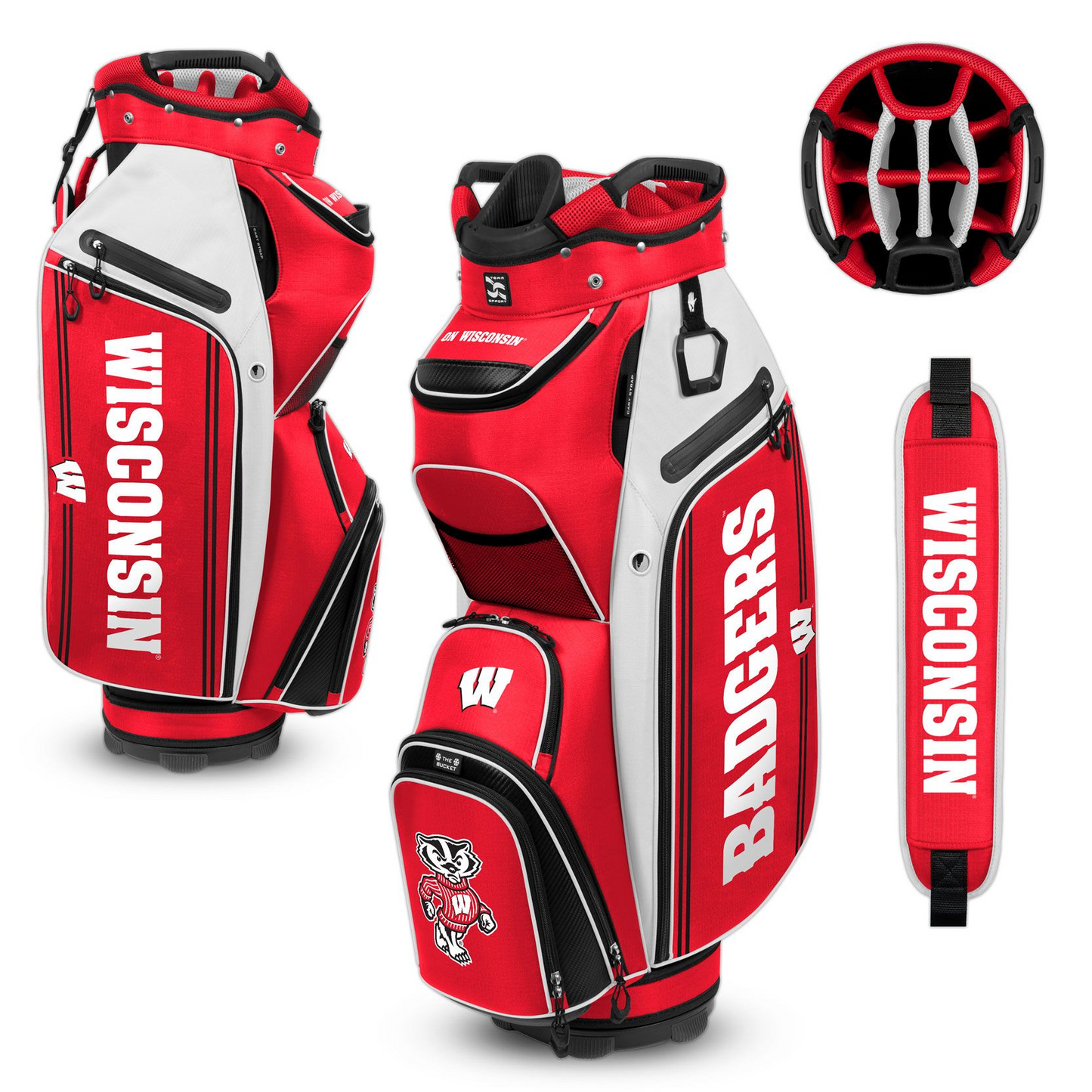 WISCONSIN BADGERS TEAM EFFORT BUCKET III COOLER CART GOLF BAG