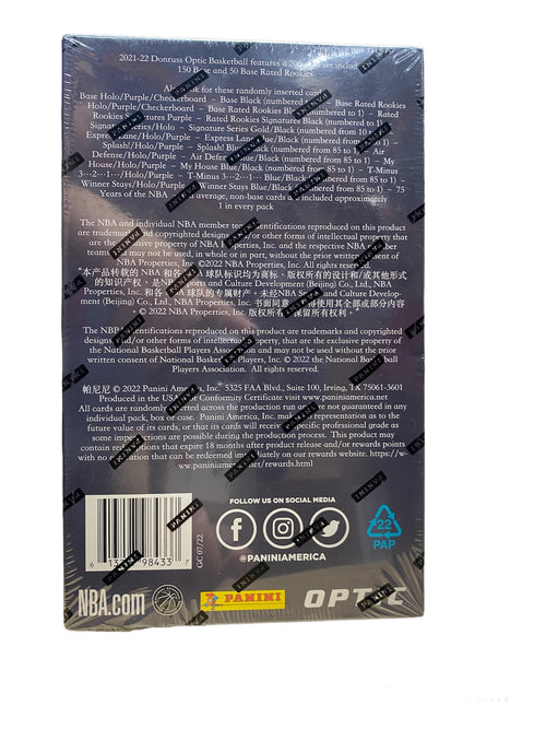 2021-22 NBA PANINI DONRUSS CAJA DE VENTA AL POR MENOR ÓPTICA