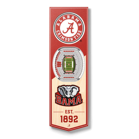 ALABAMA CRIMSON TIDE 3D STADIUM VIEW BANNER DE MADERA