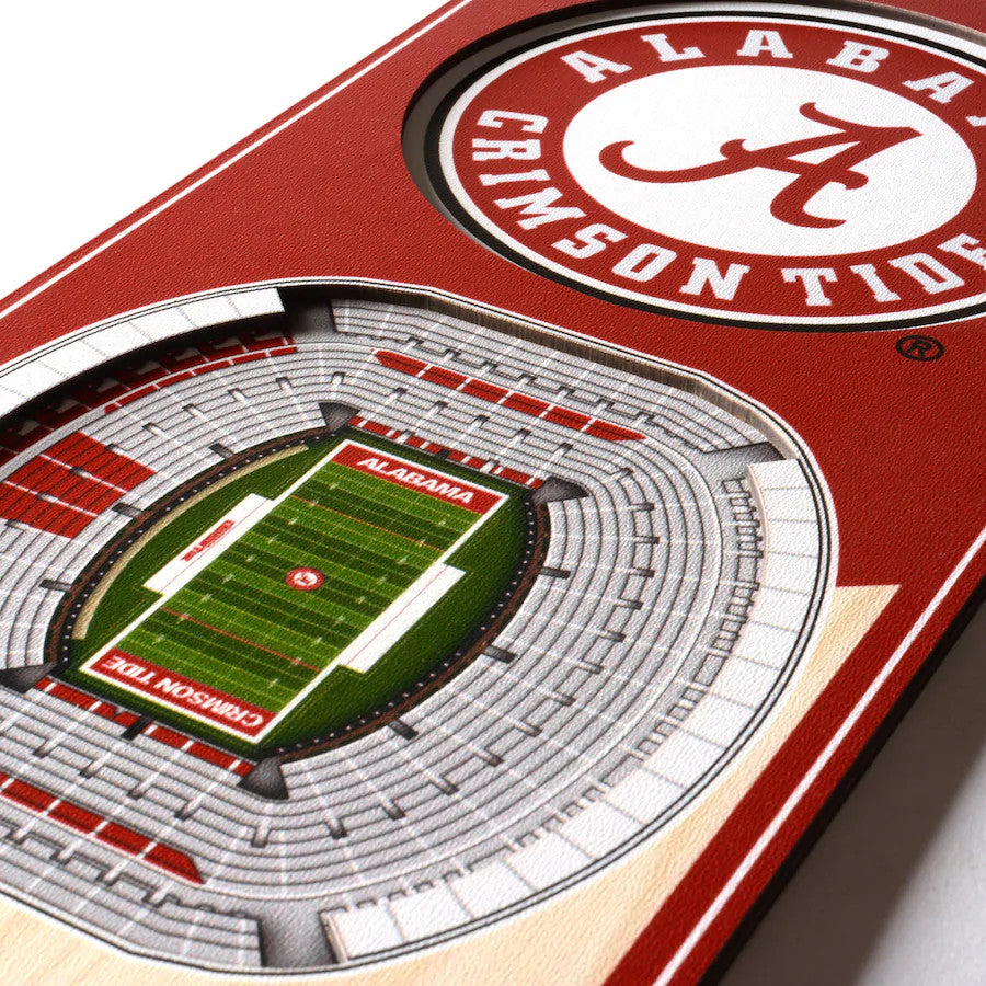 ALABAMA CRIMSON TIDE 3D STADIUM VIEW BANNER DE MADERA