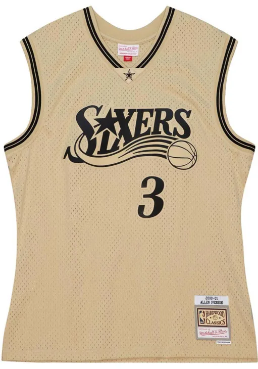 Mitchell & Ness Mens Allen Iverson 76ers Marble Jersey - Black Size XL