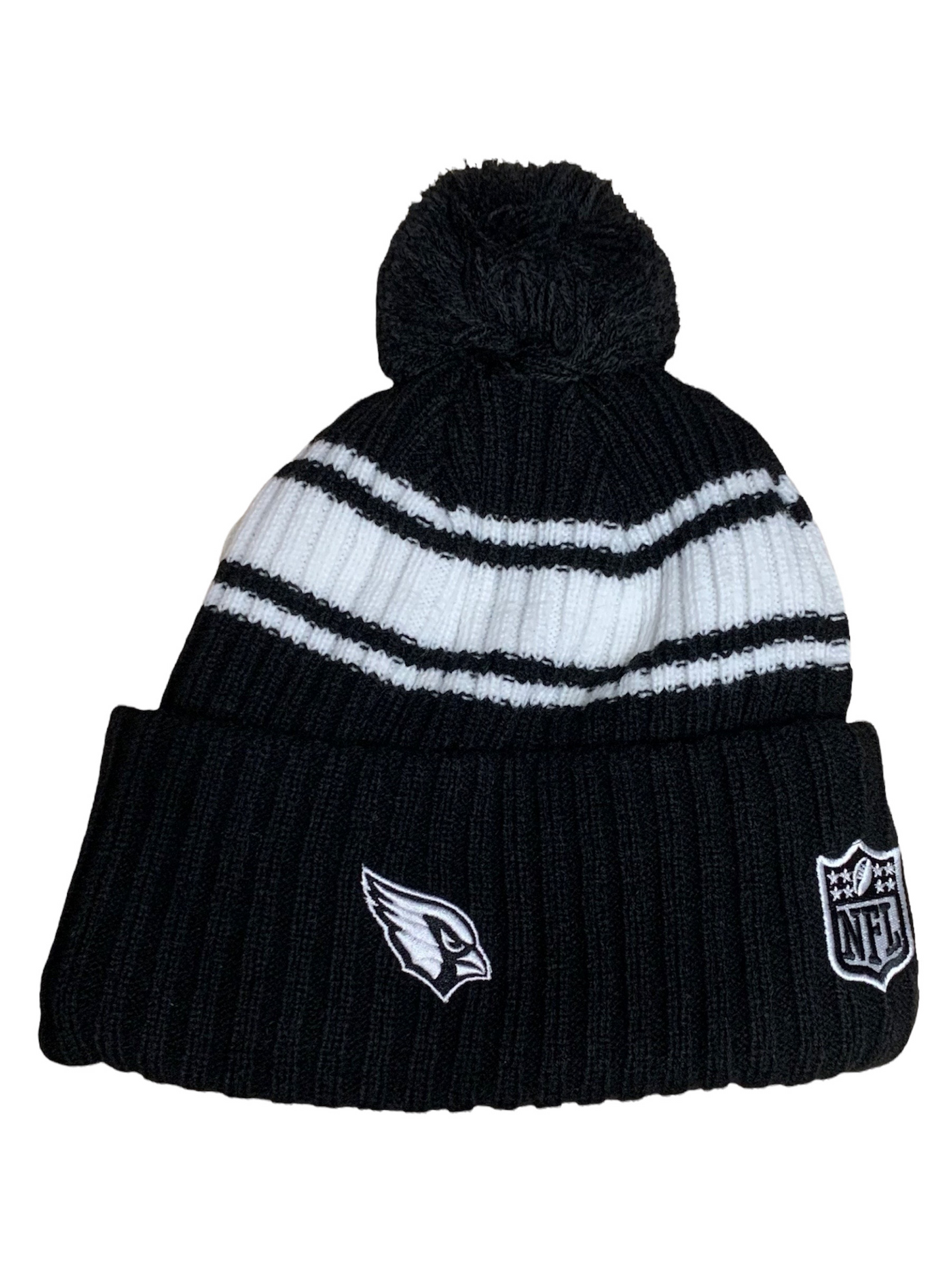 ARIZONA CARDINALS 2022 LÍNEA LATERAL DEPORTIVA DE PUNTO CON POMPONES -NEGRO/BLANCO