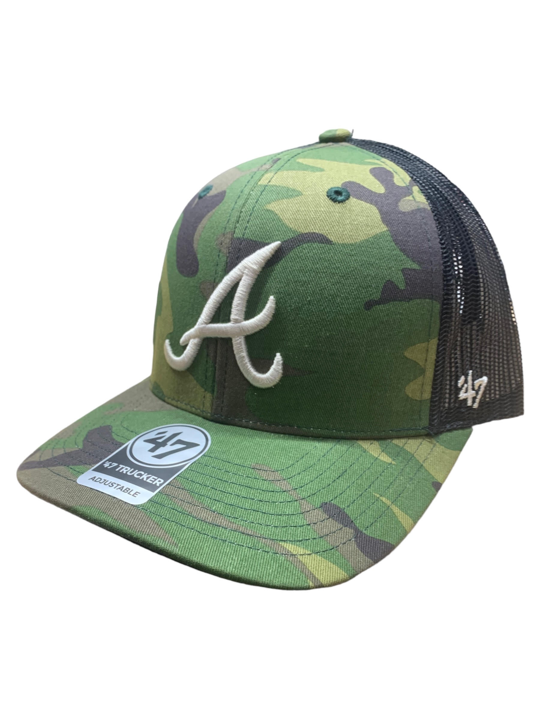 ATLANTA BRAVES 47 BRAND ADJUSTABLE TRUCKER HAT - CAMO