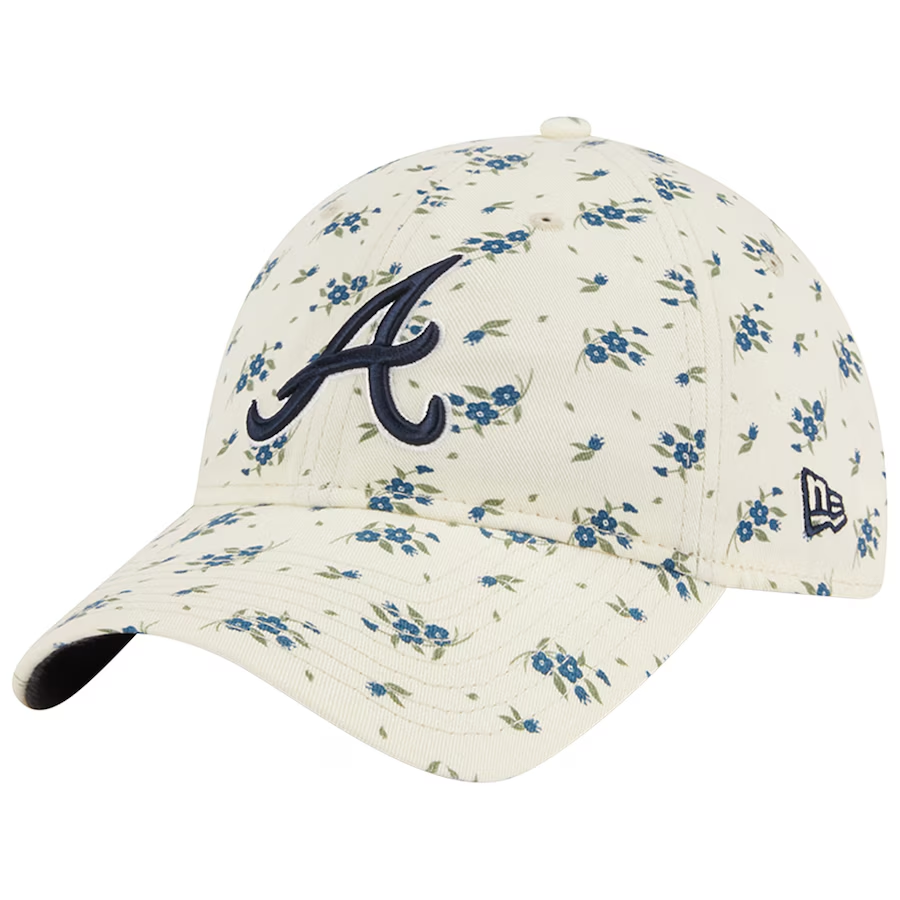 ATLANTA BRAVES WOMEN'S BLOOM 9TWENTY ADJUSTABLE HAT - CREAM