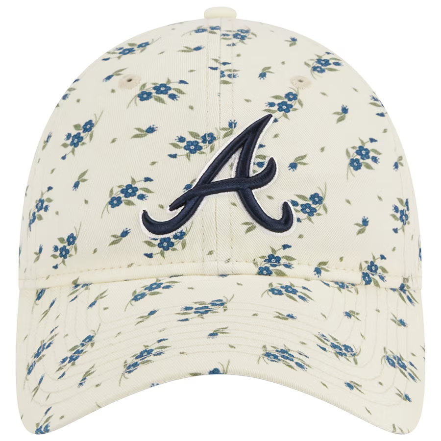 ATLANTA BRAVES WOMEN'S BLOOM 9TWENTY ADJUSTABLE HAT - CREAM