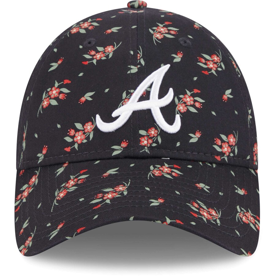 ATLANTA BRAVES WOMEN'S BLOOM 9TWENTY ADJUSTABLE HAT - NAVY