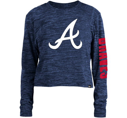 ATLANTA BRAVES WOMEN'S SPACE DYE CROP TOP LONG SLEEVE TEE