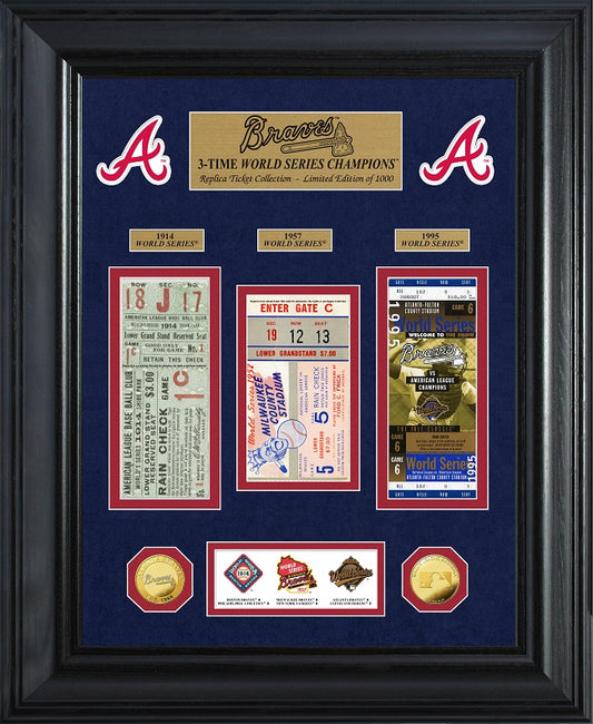 ATLANTA BRAVES WORLD SEREIS DELUXE COLECCIÓN DE MONEDAS DE ORO Y BOLETOS