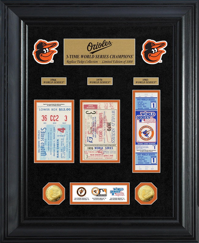 BALTIMORE ORIOLES WORLD SERIES DELUXE GOLD COIN & TICKET COLLECTION