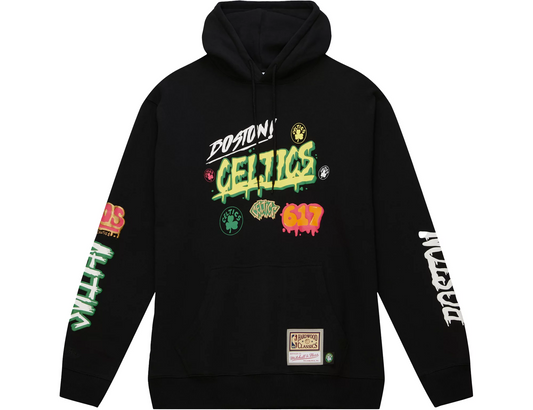 SUDADERA CON CAPUCHA DE HOMBRE SLAP STICKER DE LOS BOSTON CELTICS