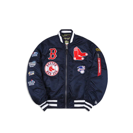 BOSTON RED SOX MEN'S ALPHA INDUSTRIES REVERSIBLE BOMBER JACKET