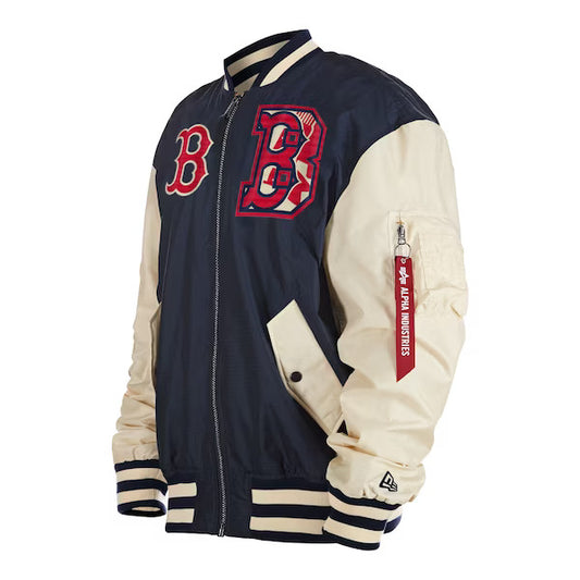 CHAQUETA BOMBER REVERSIBLE DEL EQUIPO ALPHA INDUSTRIES DE LA NUEVA ERA DE LOS BOSTON RED SOX