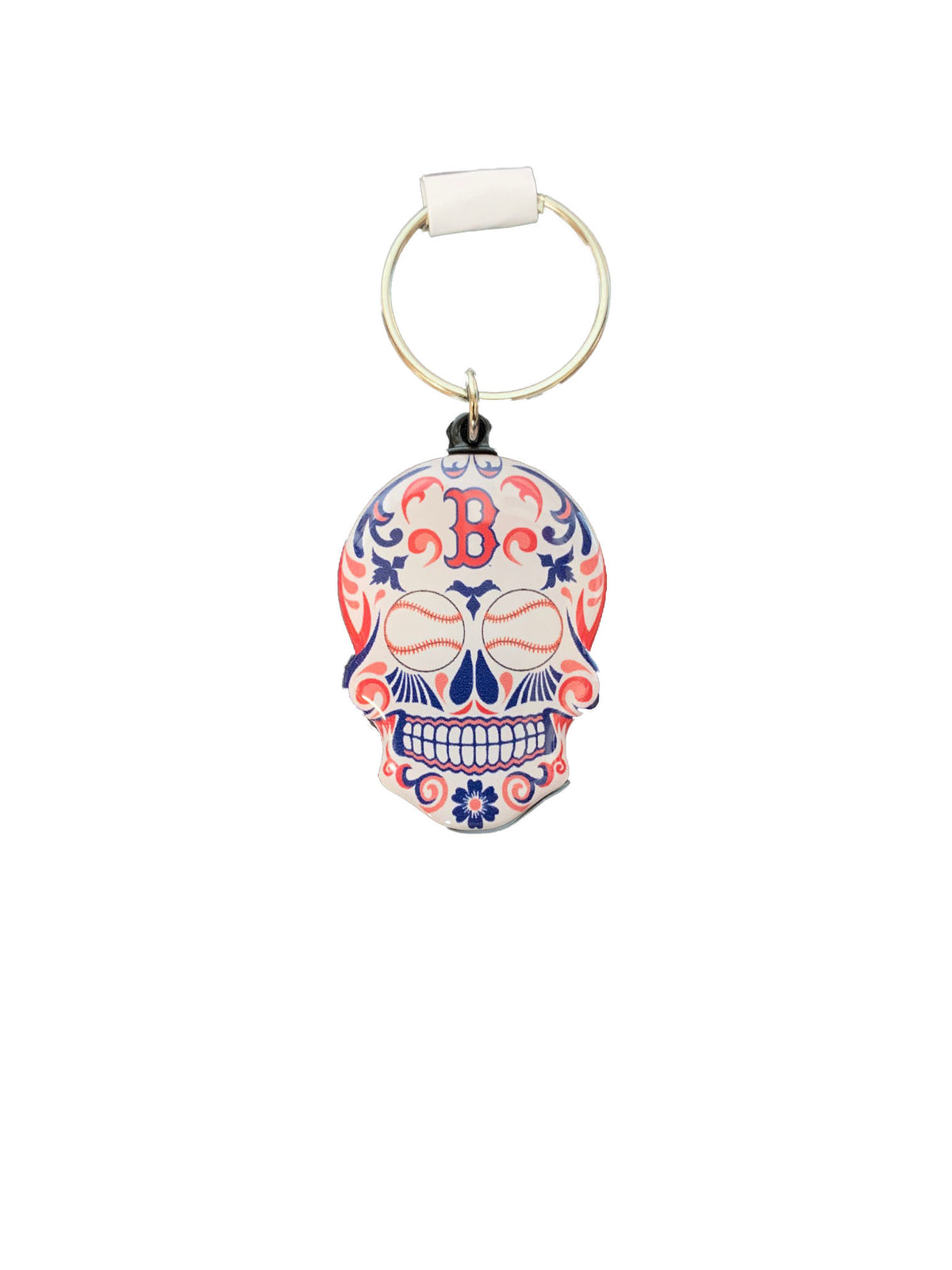 BOSTON RED SOX SUGAR SKULL KEYCHAIN