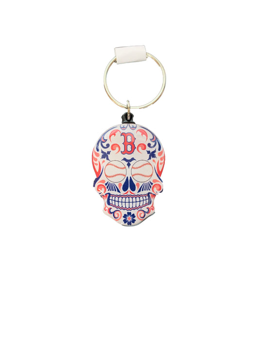 BOSTON RED SOX SUGAR SKULL KEYCHAIN