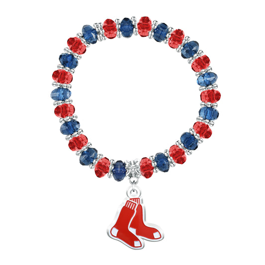 BOSTON RED SOX TWO TONE BEADED BRACELET