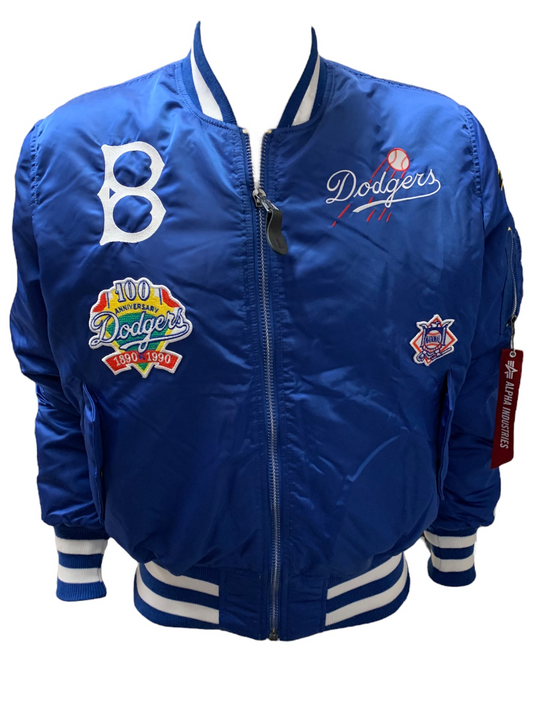 BROOKLYN DODGERS MEN'S ALPHA INDUSTRIES REVERSIBLE BOMBER JACKET - BLUE