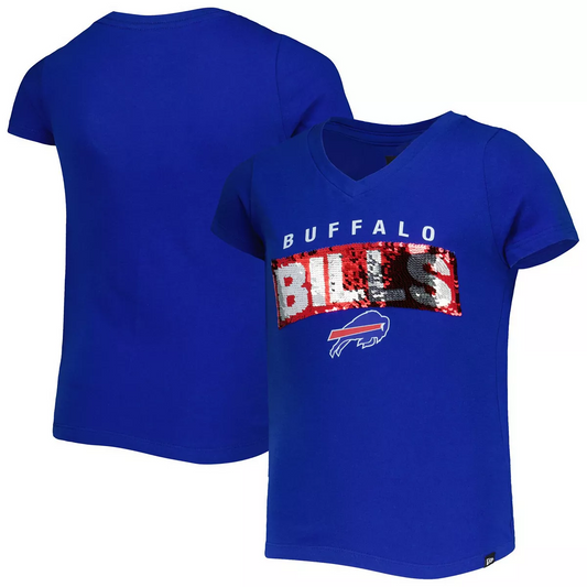 BUFFALO BILLS GIRLS SEQUINS V-NECK T-SHIRT