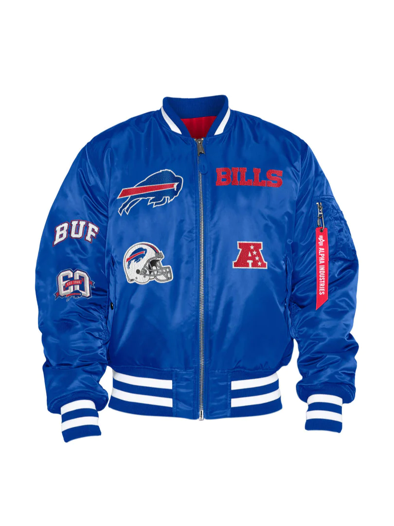 BUFFALO BILLS NEW ERA ALPHA INDUSTRIES REVERSIBLE BOMBER JACKET
