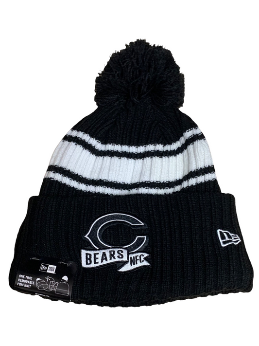 CHICAGO BEARS 2022 SIDELINE SPORT CUFFED POM KNIT -BLACK/WHITE