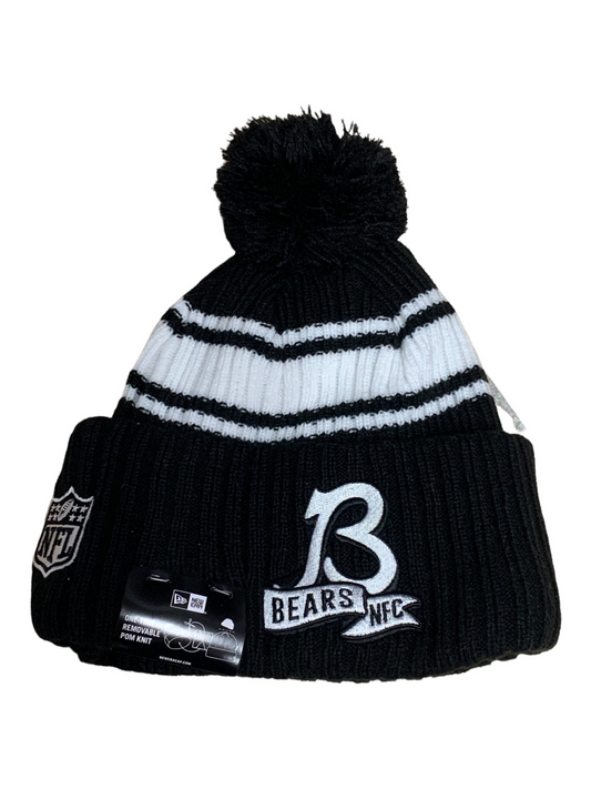 CHICAGO BEARS 2022 SIDELINE SPORT CUFFED POM KNIT -BLACK/WHITE