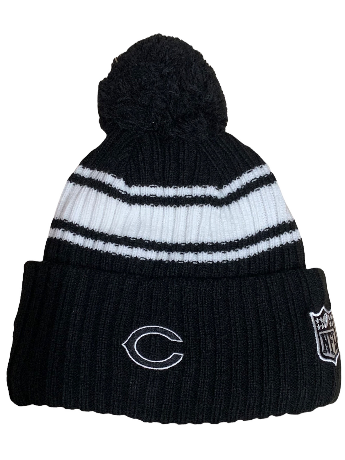 CHICAGO BEARS 2022 SIDELINE SPORT CUFFED POM KNIT -BLACK/WHITE