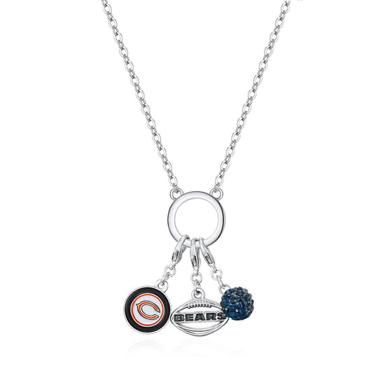 CHICAGO BEARS TRIPLE CHARM NECKLACE