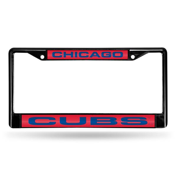 CHICAGO CUBS BLACK LASER LICENSE PLATE FRAME