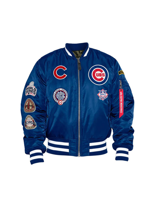 CHICAGO CUBS MEN'S ALPHA INDUSTRIES REVERSIBLE BOMBER JACKET