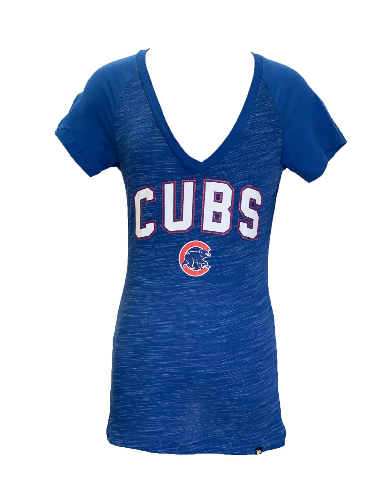 CAMISETA CON NOMBRE EN FRONTERA DE ALUMINIO PARA MUJER CHICAGO CUBS