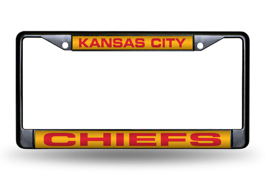 KANSAS CITY CHIEFS BLACK LASER LICENSE PLATE FRAME