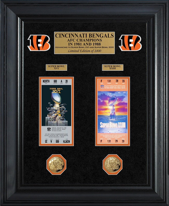 COLECCIÓN DE ENTRADAS DE MONEDAS DE ORO DELUXE DE LOS CAMPEONES DEL SUPER BOWL DE LOS BENGALAS DE CINCINNATI