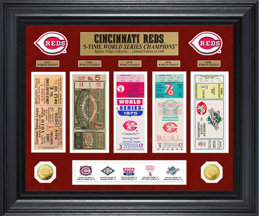 CINCINNATI REDS WORLD SERIES DELUXE GOLD COINS & TICKET COLLECTION