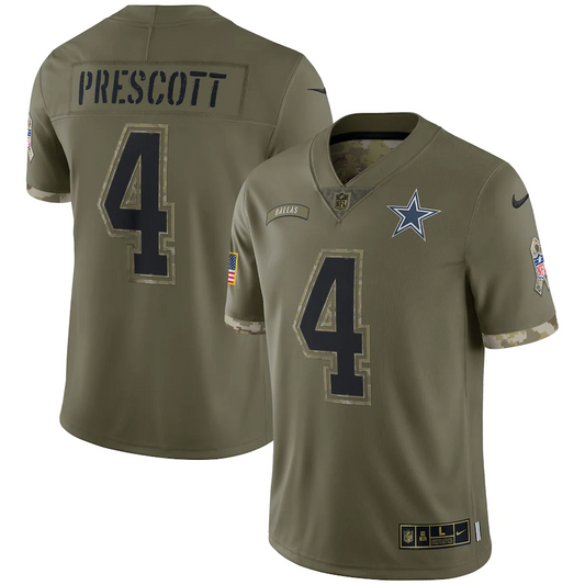 DAK PRESCOTT DALLAS COWBOYS MENS 2022 SALUTE TO SERVICE NIKE LIMITED JERSEY