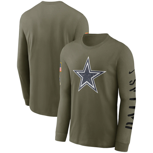 DALLAS COWBOYS 2022 SALUDO AL SERVICIO PARA HOMBRE CAMISETA DE MANGA LARGA