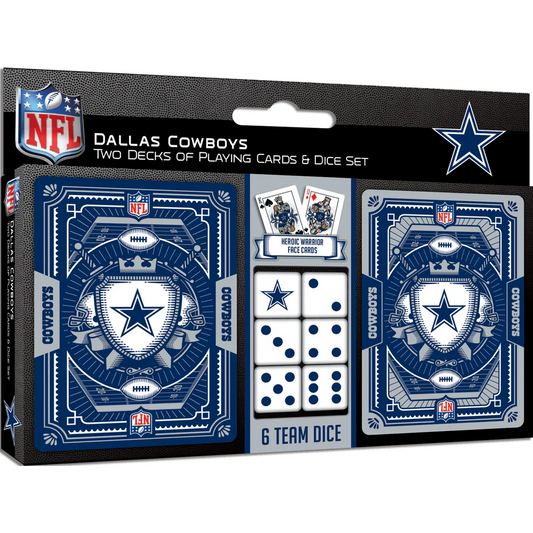 DALLAS COWBOYS 2-PACK CARD AND DICE SET