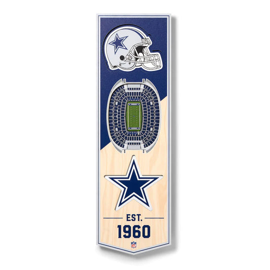 DALLAS COWBOYS 3D STADIUM VIEW WOOD BANNER