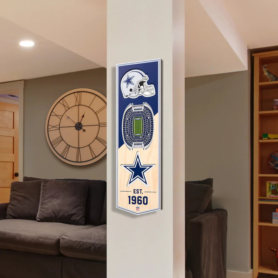 DALLAS COWBOYS 3D STADIUM VIEW BANNER DE MADERA